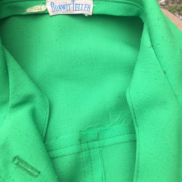Bonwitt teller vntg green button down belt dress - Picture 4 of 8